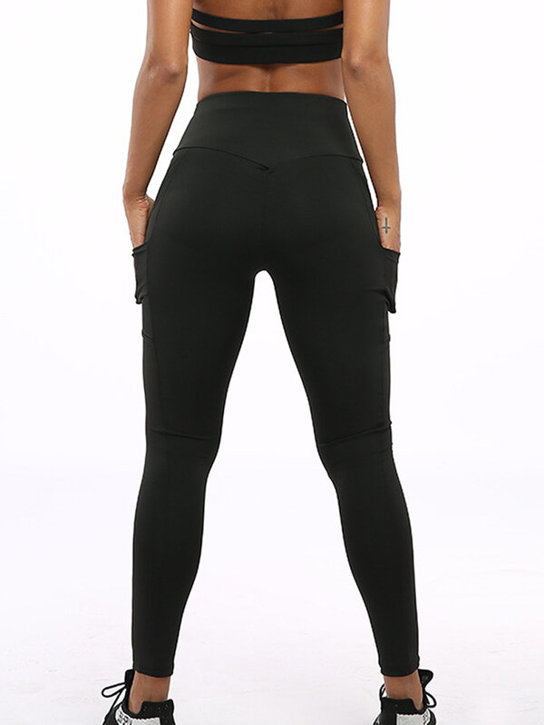 Mallas elásticas sexys para mujer, pantalones de Yoga con bolsillos, cintura alta, longitud hasta el tobillo, gimnasio, Fitness, deportes