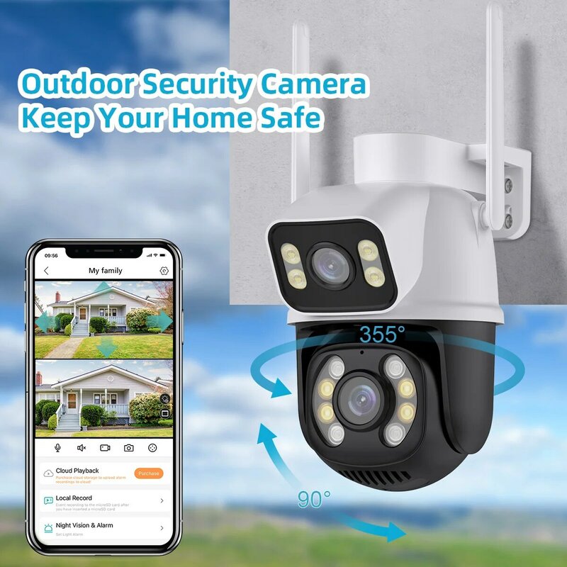 Gadinan 4K8MP Wifi IP Camera Outdoor Dual Screen Color Night Vision Security Protection CCTV Surveillance PTZ Human Detect iCSee
