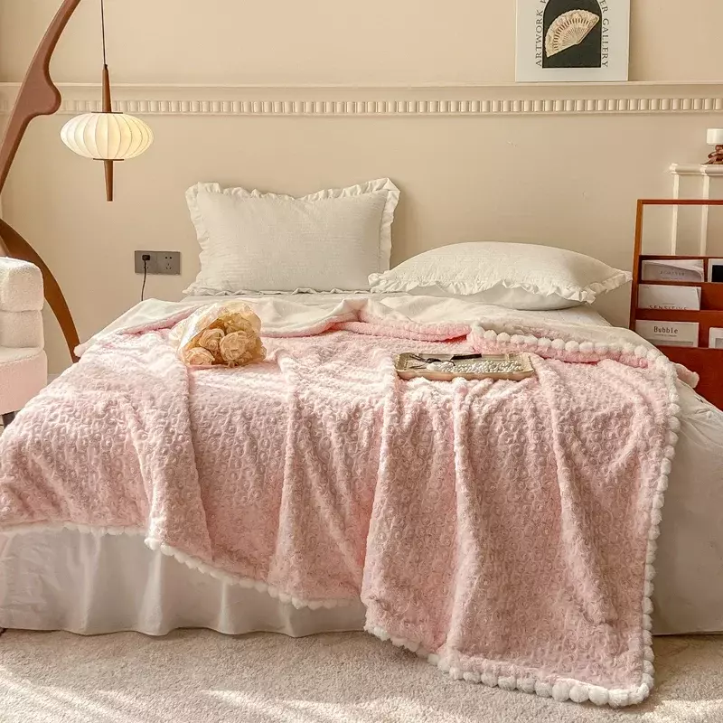 Многофункциональное зимнее одеяло из искусственного меха на молнии, постельное белье с 3D розой, плюшевое покрывало для дивана, постельное белье из микрофибры, пододеяльник