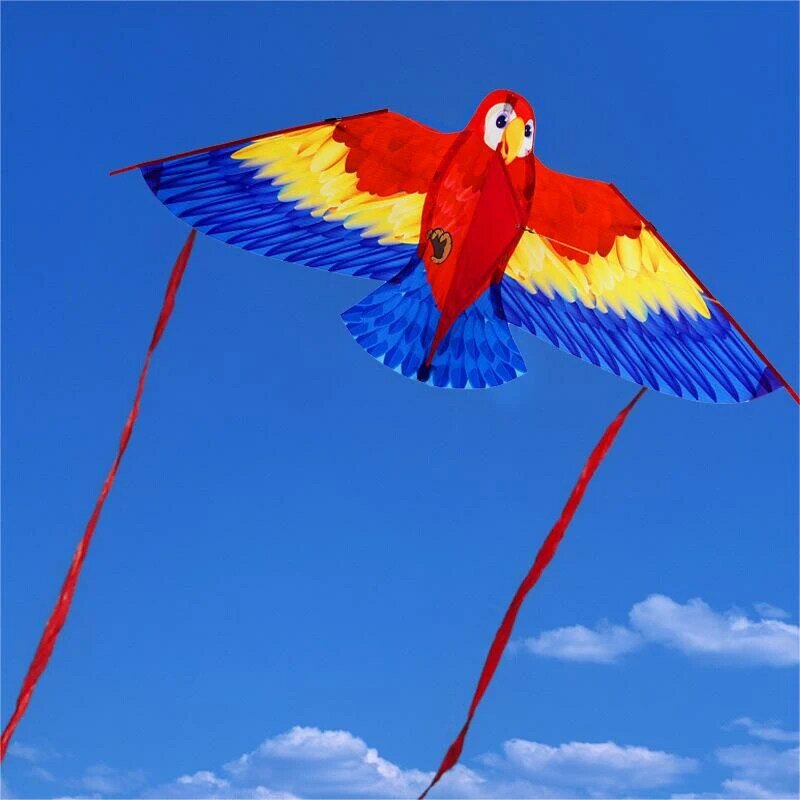 كبير الببغاء طائرة ورقية الكرتون الحيوان ، ملونة ، ذيل طويل ، تطوير الوالدين والطفل ، ألعاب تعليمية ، في الهواء الطلق