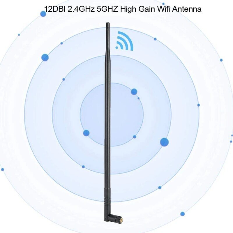 Antena WiFi de 12dBi, 2,4G/5G, banda Dual, alta ganancia, largo alcance, con conector RP-1 SMA para red inalámbrica