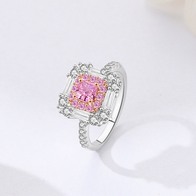 S925 anel de prata esterlina para as mulheres, luxo anel com diamante zircão, alta qualidade, europeu e estados unidos