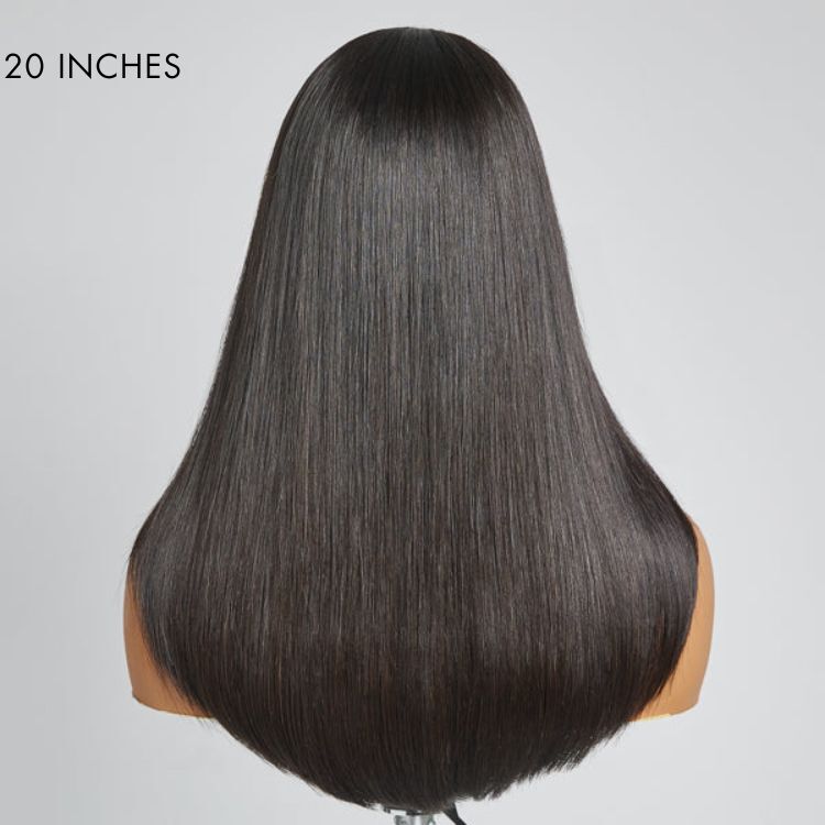 Warstwowe peruki do strzyżenia z prostymi warstwami peruka syntetyczna środkową częścią peruki do włosów dla czarnych kobiet wstępnie oskubane z dziecięcymi włosami codziennego użytku