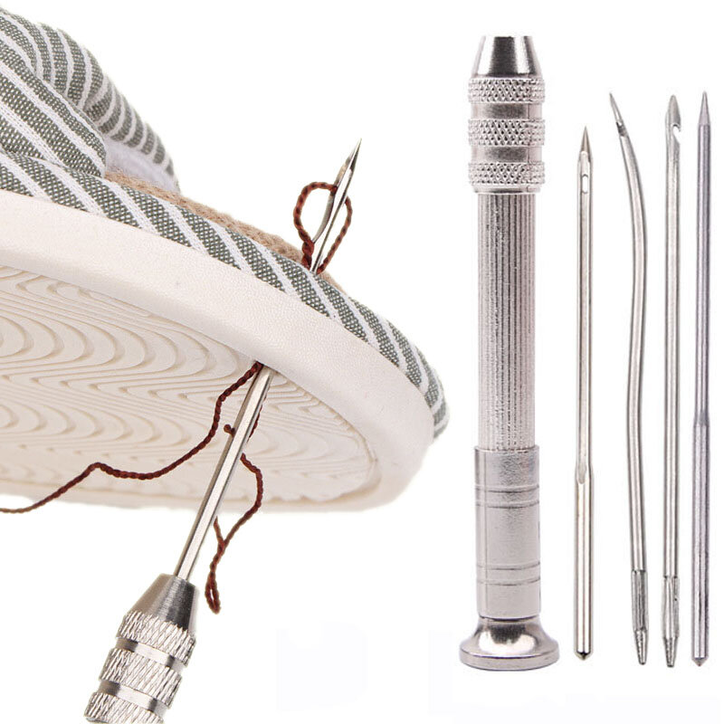 Juego de punzones de costura de cuero, Kit de herramientas de reparación de zapatos multifuncionales reemplazables, agujas de punzón, artesanía de cuero