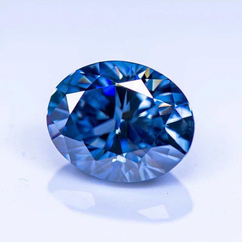 Piedra de moissanita de corte ovalado de color azul real primario, Gema sintética creada en laboratorio, probador de diamante aprobado, viene el certificado GRA