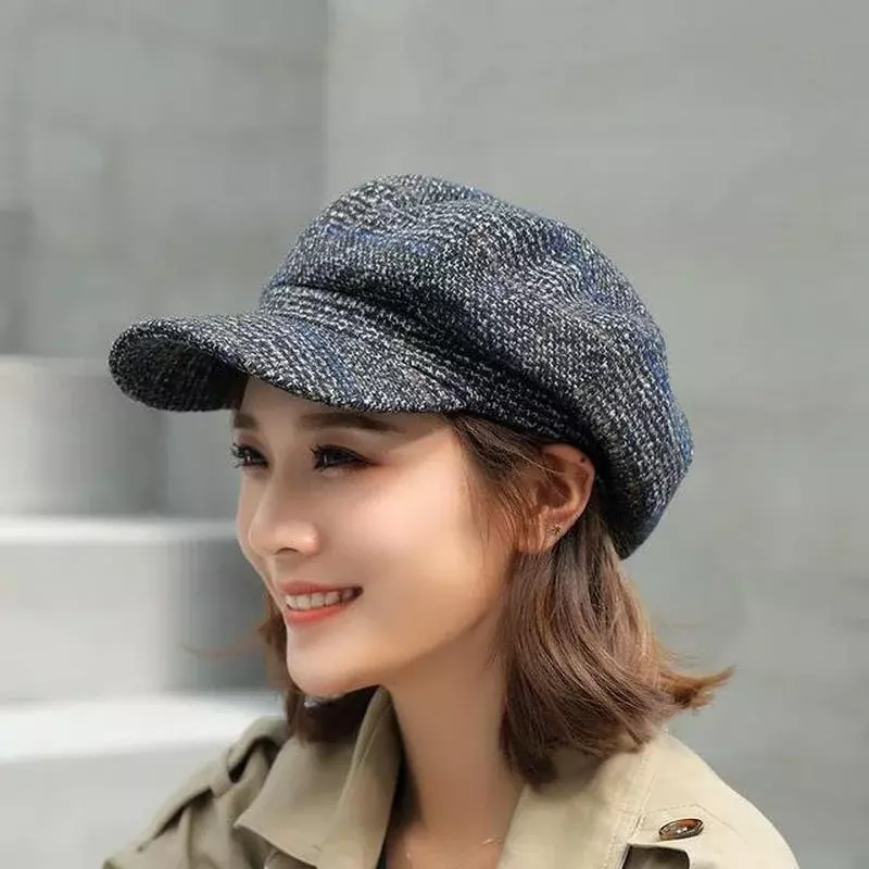 2023 Autumn Winter Wool Newsboy Cap Fashion Hats for Women Female Winter Cap Girl Visor Travel Beret Thick Vintage Warm Hats