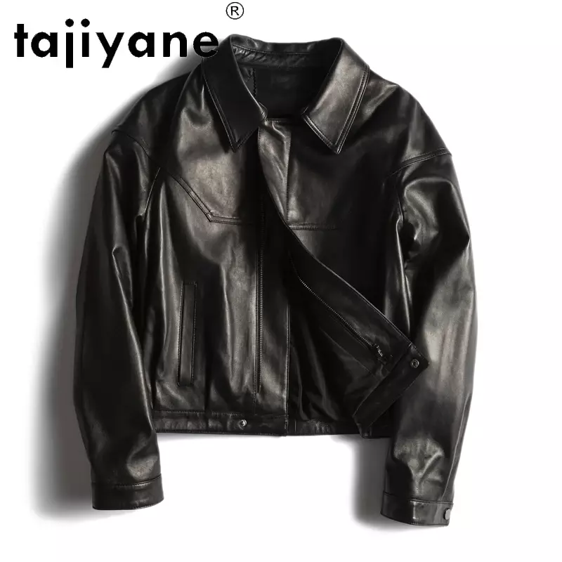 Женская куртка из натуральной кожи Tajiyane, пальто из натуральной овечьей шкуры в Корейском стиле, женская кожаная куртка 100%, Женская куртка TN2835