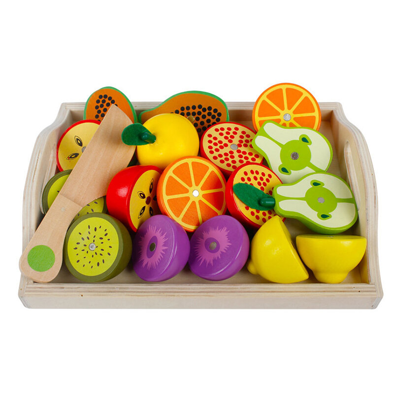 Jeu de simulation de cuisine classique en bois pour enfants, jouet de simulation Montessori dos, coupe de fruits et légumes, cadeau pour enfants