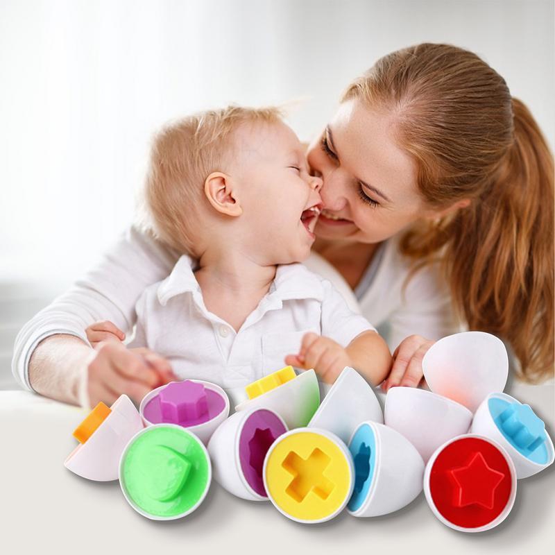 6-PCS Montessori Learning Education Math Toys Smart Eggs 3D Puzzle Game For Children Popular Toys Jigsaw Mixed Shape Tools