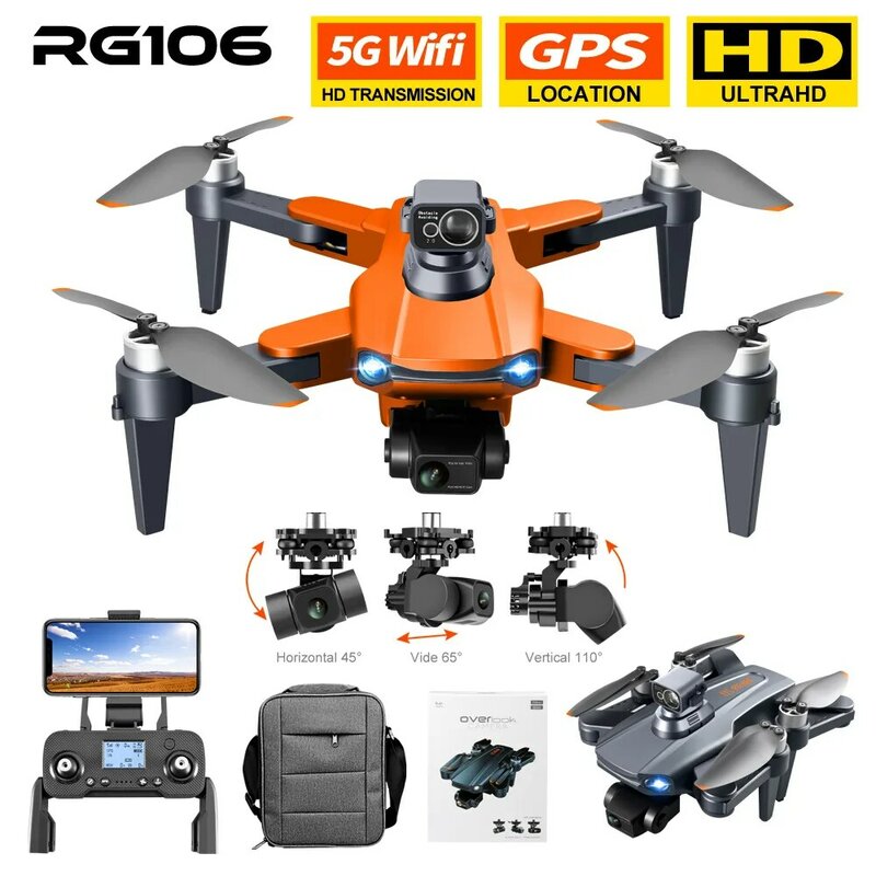RG106PRO Avión de control remoto GPS sin escobillas de tres ejes UAV, evitación de obstáculos, fotografía aérea de alta definición, cámara dual