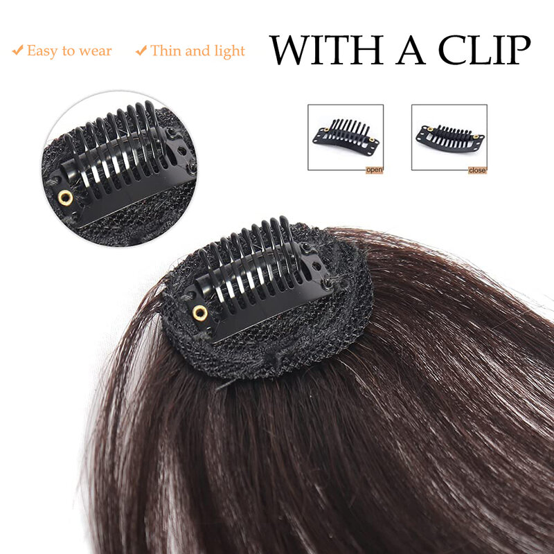 Flequillo de aire falso para mujer, herramientas de peinado, extensión de cabello con Clip, flequillo sintético, postizo Natural