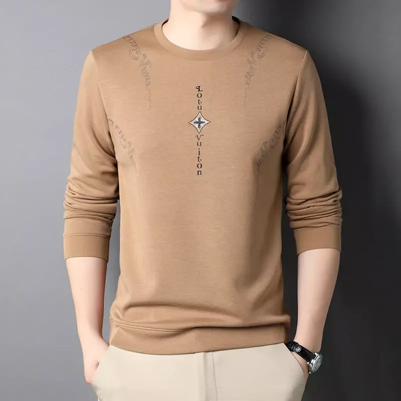 Новый модный мужской Универсальный пуловер с круглым вырезом и индивидуальным принтом, повседневная одежда, однотонная спортивная одежда