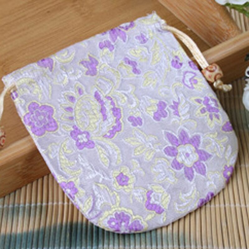 Bolso de azúcar con cordón de flores bordadas de estilo chino, bolsa de cubo de gran capacidad, bolsa de almacenamiento de estilo étnico