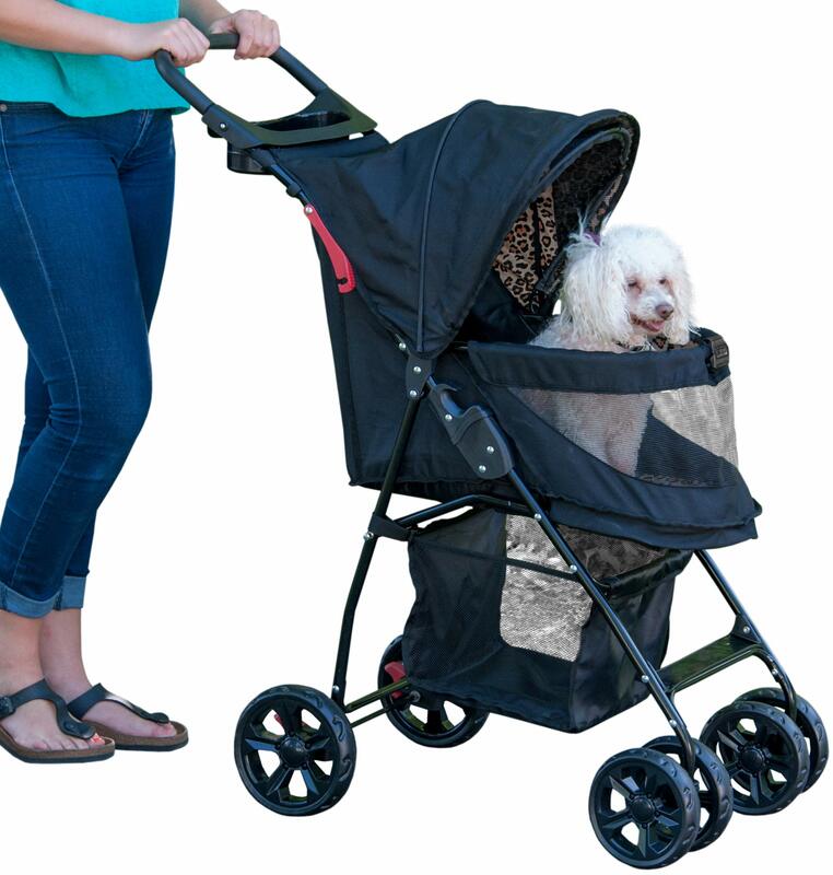 Pet Travel Pro Stroller, No-Zip, Cat and Dog, Easy Fold, Liner Removível, Safety Tether, Storage, Cup Holder
