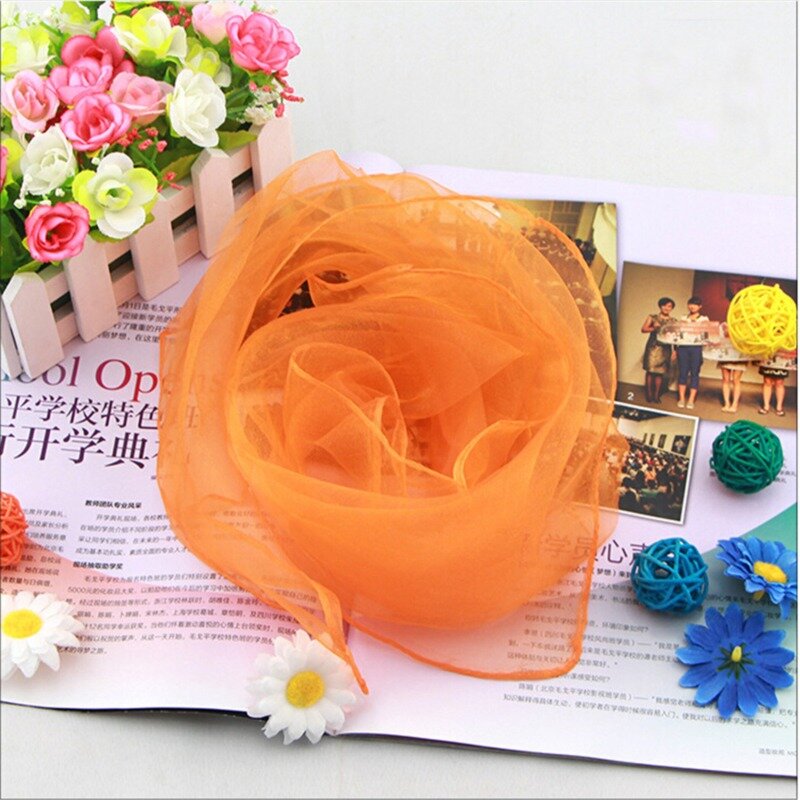 6/12pcs Candy Color Square Scarf Girls Performance Small Scarves Imitation Silk Head Scarf Children Dance Neck Scarf Bandana