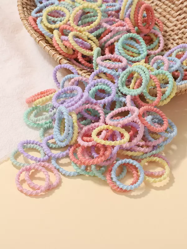 100 buah karet gelang warna-warni bayi 2cm tidak merusak rambut cincin jempol kecil benang elastis tinggi Set Scrunchies balita anak-anak