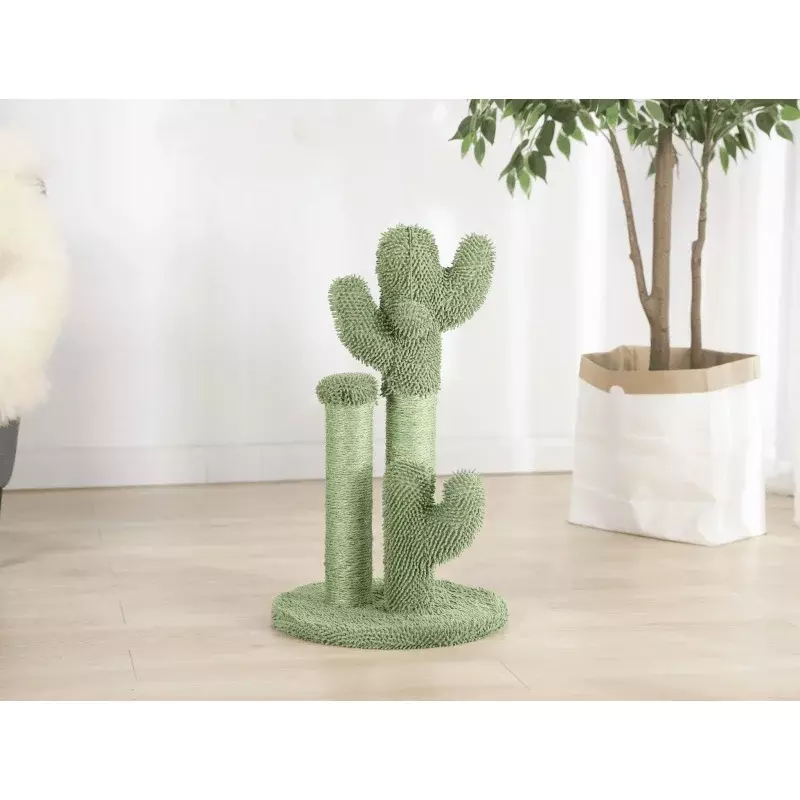 Vibrant Life Cactus Cat Scractching Post with Toy Ball,Green