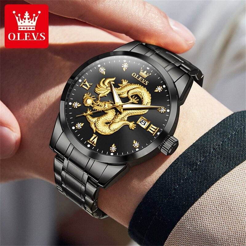 OLEVS-reloj de cuarzo resistente al agua para hombre, cronógrafo con correa de acero inoxidable, de lujo, Original, con calendario, a la moda, nuevo