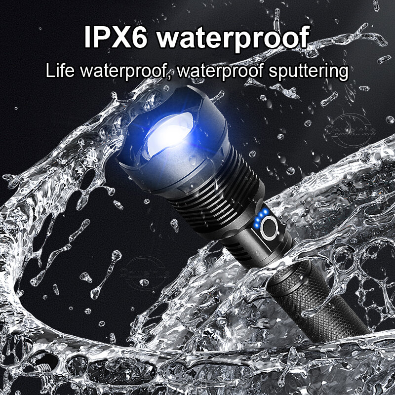XHP360LED 3500LUX Opladen Zaklamp 18650 Usb High Power Led Zaklamp Zoom Torch IPX65 Tactische Lantaarn Camping Hand Lampen