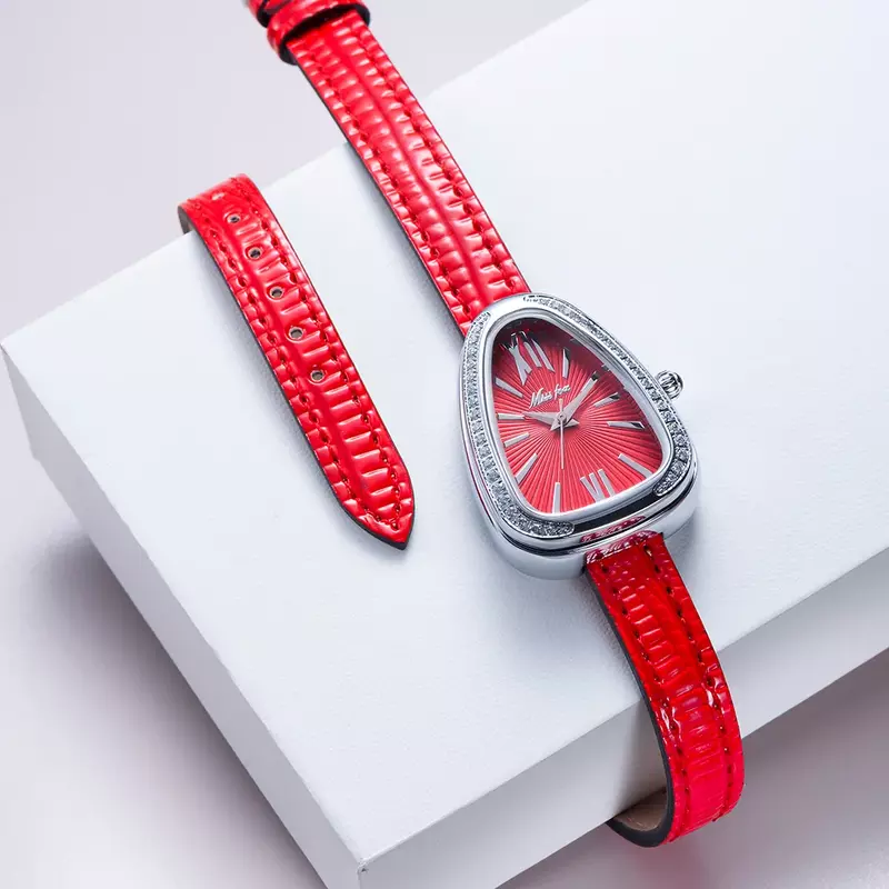 Jam Tangan Wanita Jam Tangan Wanita Mewah Desain Kepala Ular Emas Jam Tangan Wanita Quartz Dial Hijau Jam Tangan Wanita dengan Berlian Bling Reloj Mujer