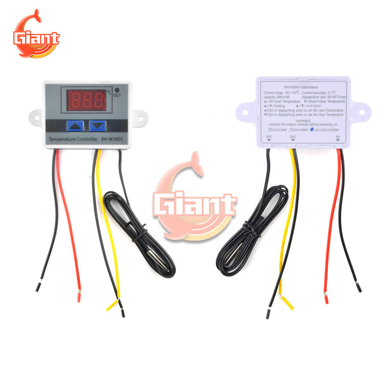 XH-W3001 cyfrowy regulator temperatury termostat inteligentny elektroniczny przełącznik kontroli temperatury cyfrowy wyświetlacz 12/24/220