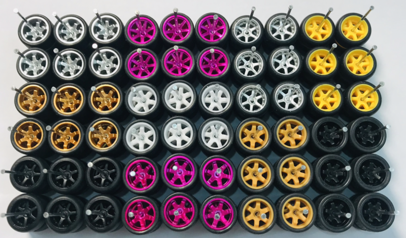 Roues avec pneus et essieux pour Hot Wheel, Matchbox, Domeka, Tomy, modèles de voiture en alliage, échelle 1/64, 11mm, 1/64, 1:64, 30 ensembles, 40 ensembles