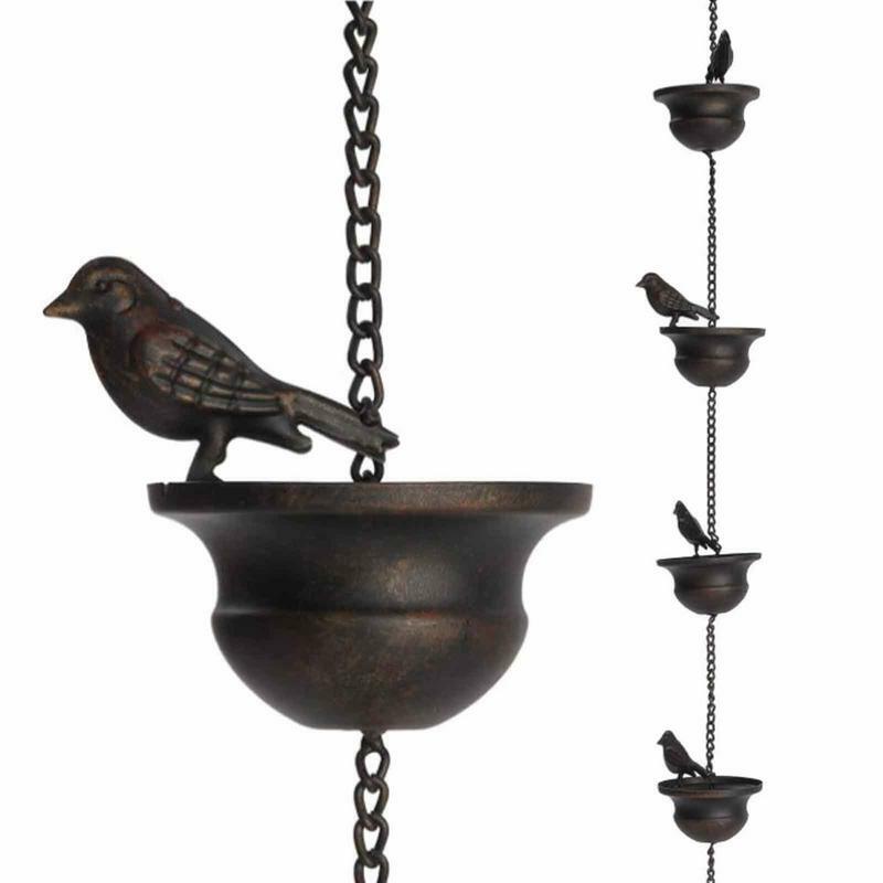 Металлические чашки с птицами, металлическая цепочка от дождя, Ловец дождя для украшения крыши желоба, металлическая дренажная цепочка, инструмент для слива