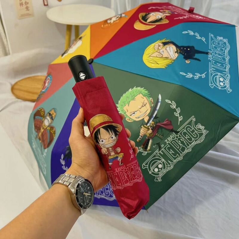 Paraguas de protección solar automático, plegable, UV, Anime, One Piece