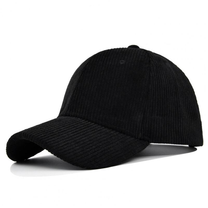 Topi bisbol termal pelindung matahari uniseks, topi bisbol dengan gesper dapat diatur tepi melengkung panjang untuk bergaris