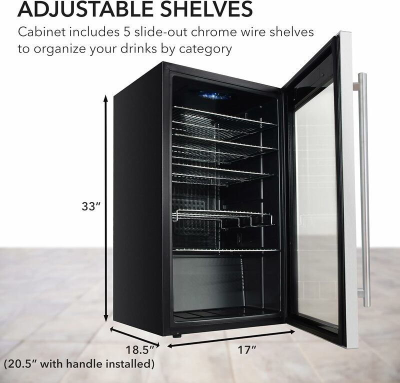 Whynter BR-130SBS 120 캔, 용량 3.1 cu. ft, 음료 냉장고 및 냉각기, 유리 문짝 스테인레스 스틸 미니 냉장고