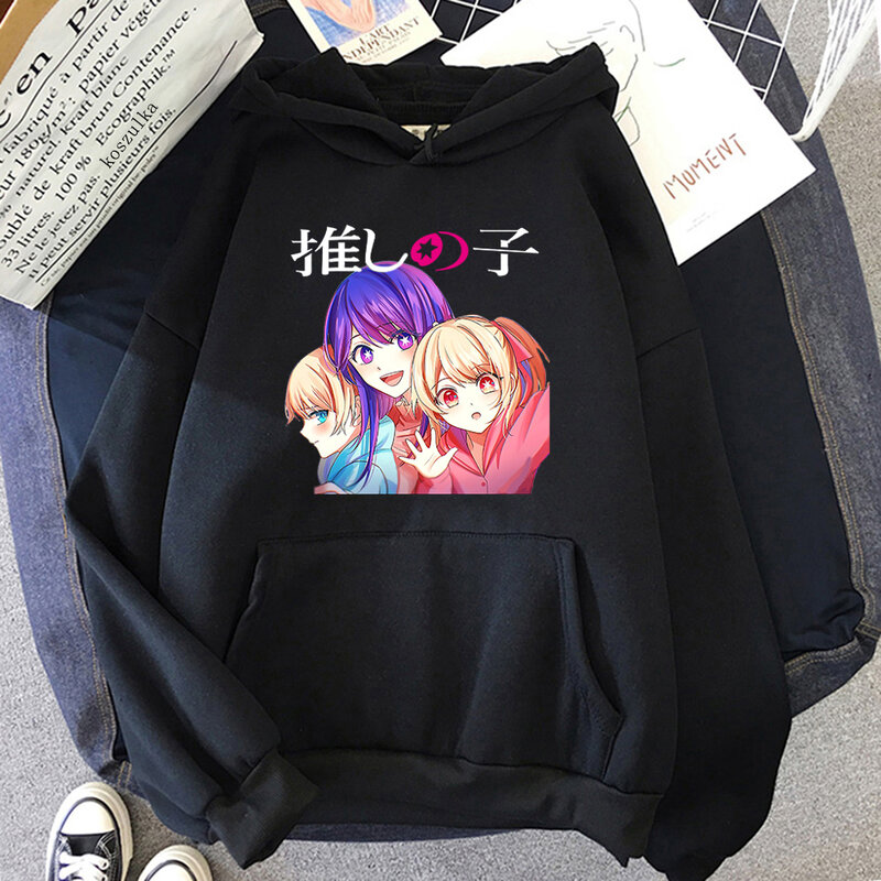 Manga Oshi No Ko Ai HOSHINO Hoodies Women Cartoon Print Clothes Harajuku Streetwear Long Sleeve Hip Hop Y2k Pullovers Sweatshirt