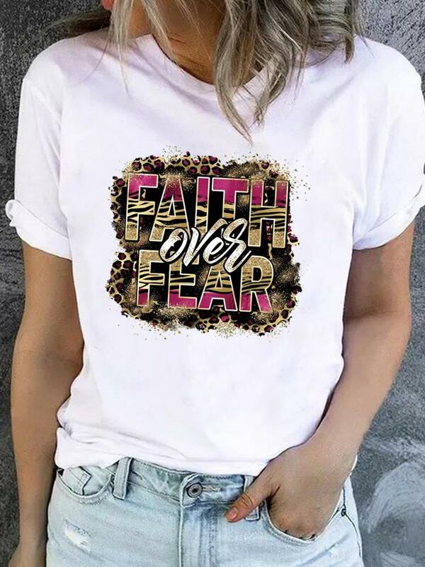 Koszulka modna piękny styl wiary z lat 90. Modna koszulka damska odzież z krótkim rękawem Top podstawowy graficzne koszulki