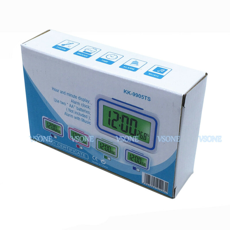 Portuguese Talking LCD Digital Alarm Clock with Thermometer, Back lit, for Blind or Low Vision, 4 colors