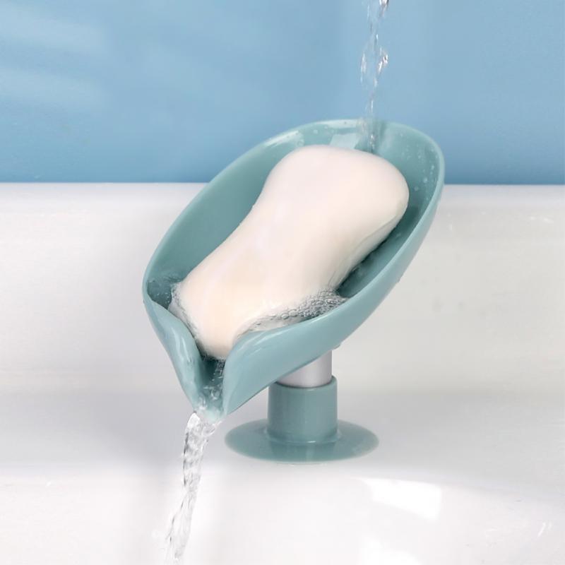 Leaf Shape Soap Case With Suction Cup Soap Box Drain Non-slip Soap Holder Laundry Soap Dish Storage Plate Tray Bathroom Gadgets
