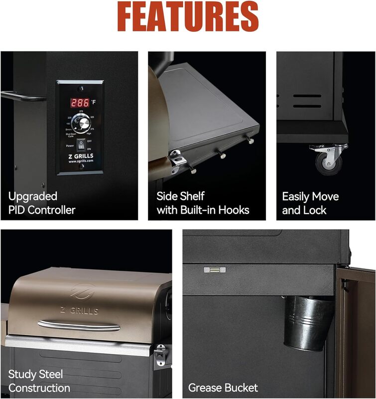 Z Grills-Wood Pellet Grill Smoker com tecnologia PID, controle automático de temperatura, função direta Flame Searing