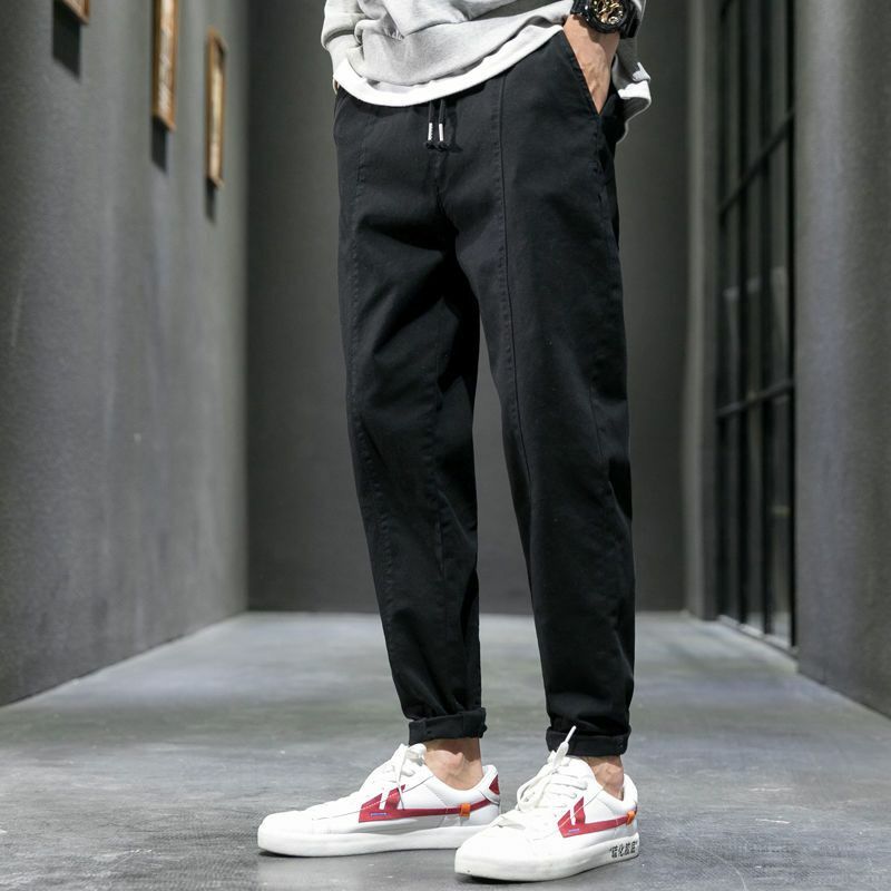 Calças coreanas de perna reta masculina, calças casuais masculinas, roupas de streetwear hip hop soltas, moda glamourosa, nova, primavera e outono, 2024
