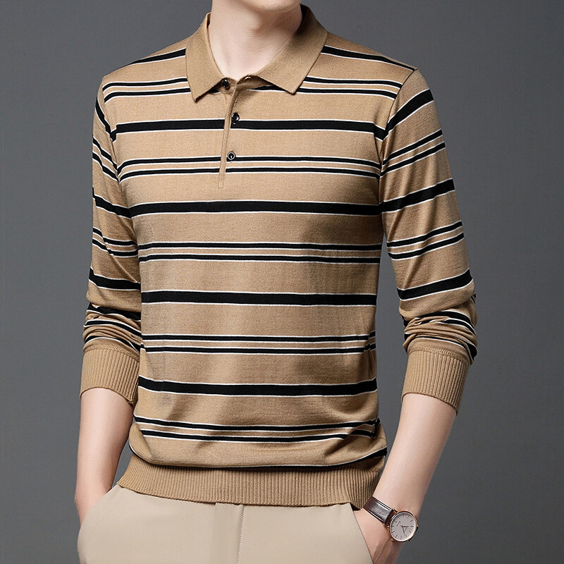 Camisa de lapela de manga comprida masculina, textura simples e confortável, pulôver espesso e quente, camisa casual diária