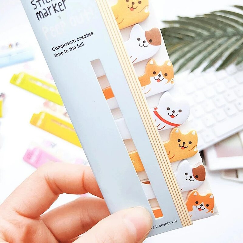 Stiker perencana Scrapbooking kreatif stiker kertas hewan kartun bantalan Memo bookmark kucing Panda catatan tempel perlengkapan sekolah