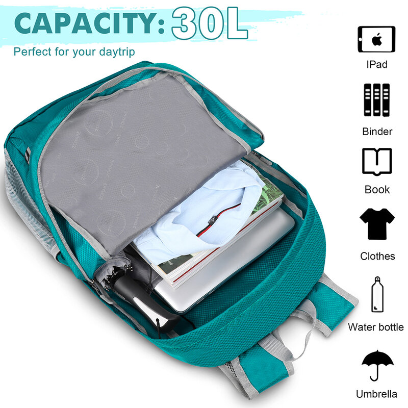 ZOMAKE 30L lekki pakowny plecak składany wodoodporny plecak turystyczny plecak podróżny torba na zewnątrz kempingowy dla człowieka
