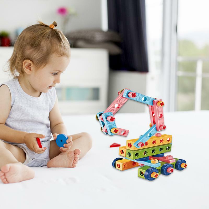 Гайка и болт для малышей, строительные гайки и болты, шток, обучающая Строительная игрушка Монтессори для строительства, мелкая моторика для мальчиков