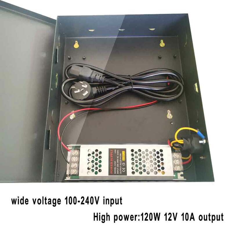 Fuente de alimentación de acceso de amplio voltaje, entrada de 100V-240V, 12V, 10A, salida alta de 120w, bloqueo de 8 piezas, puede funcionar, se adapta a todas las placas de acceso