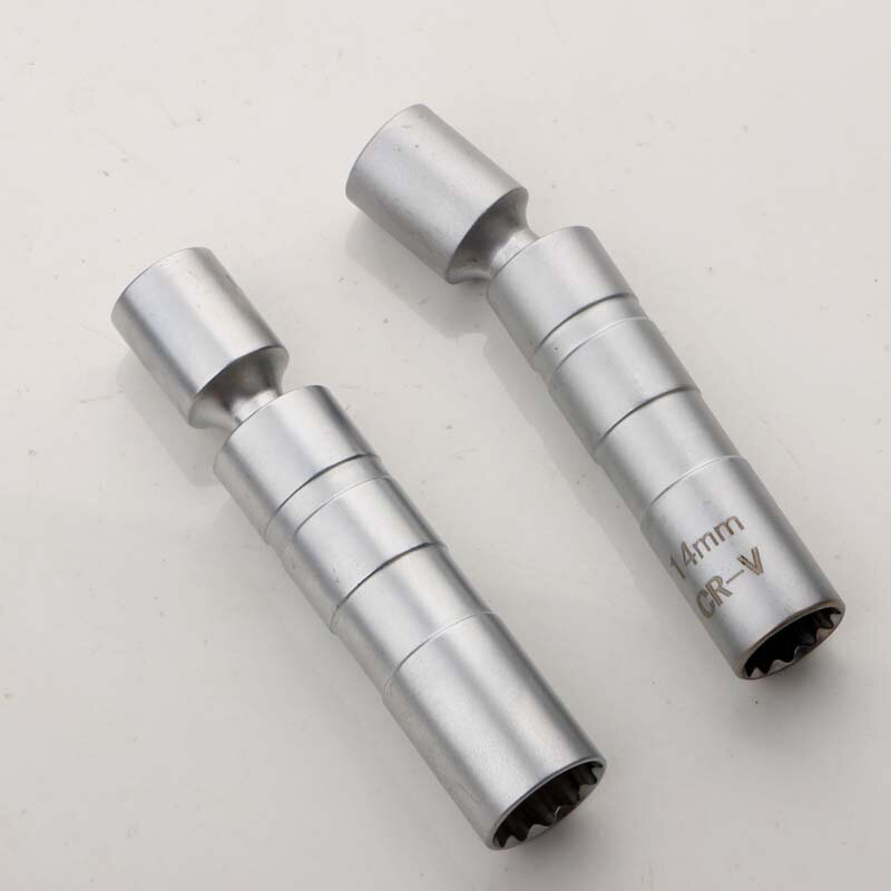 Spark Plug Socket Wrench Adapter 14mm16mm Set Universal Joint with Magnetic Flexible Socket Thin Wall 3/8" Drive Car Repair Tool