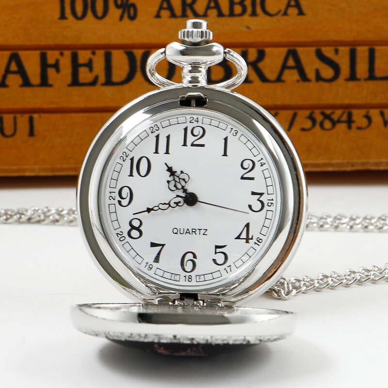 Retro Blue Flying Dragon Patch Quartz Pocket Watch Steampunk Necklace Chain Pendant Clock Gifts Men Women Pocket Timepiece