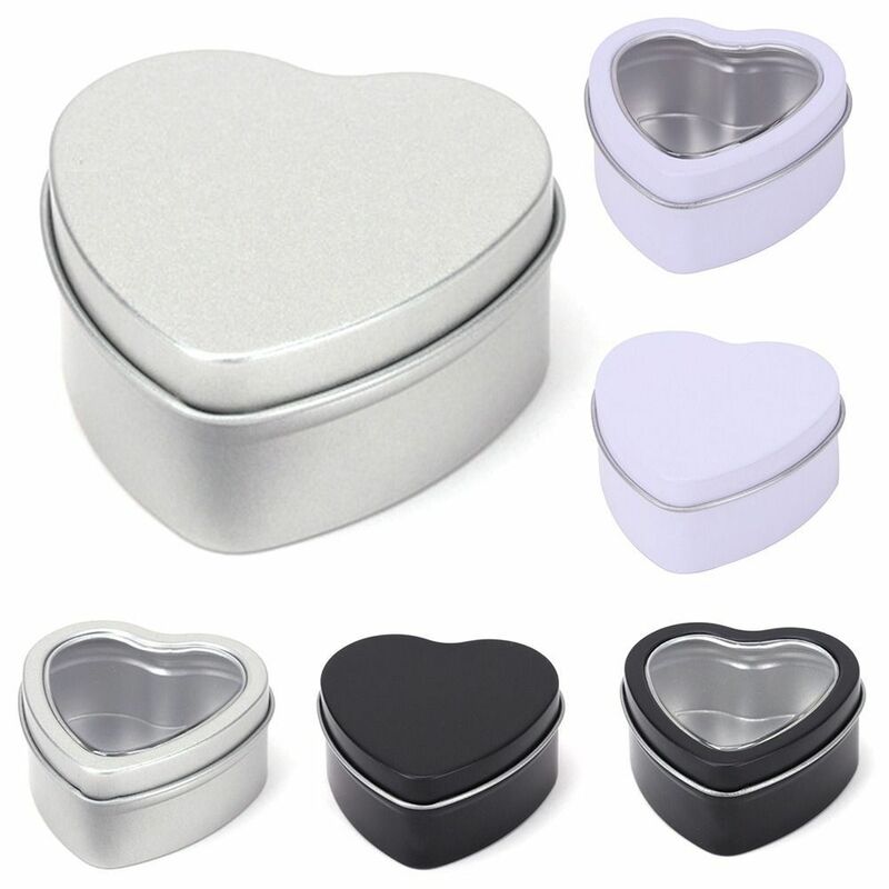 Tarro de aluminio en forma de corazón para cremas, bálsamo, vela para uñas, contenedor de cosméticos, latas de té rellenables, caja de Metal para dulces, 1 ud.