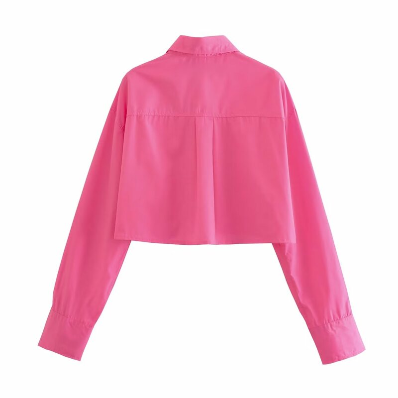 Увядшая французская блузка с карманами, Укороченная рубашка в стиле ретро, повседневные топы, женская модная летняя блузка