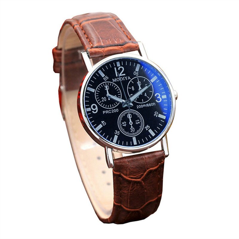 Uhren Herren Uhren Quarz Herren uhr blau Glas Gürtel Uhr Männer часы мужские наручные montre homme relógio masculino