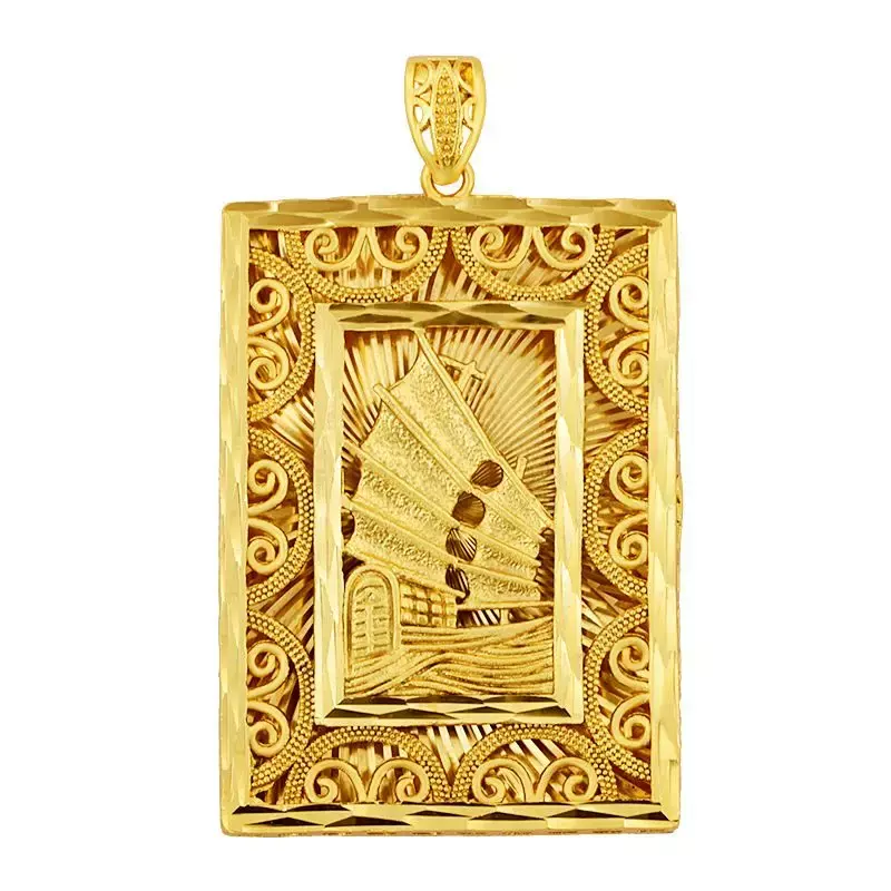 Glatte Segel Anhänger Männer Glück echte 100% reines Kupfer 24 Karat vergoldet Hangtag elegante Chef Seil Kette Geschenke für Männer