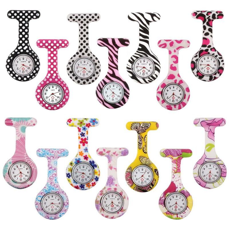 14pcs/lot Pocket Watches Clip-on Fob Brooch Pendant Hanging Rubber Silicone Nurse Watch Doctor Nurses Medical Quartz Watch Gifts