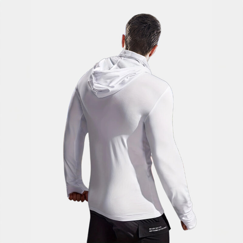 Мужская спортивная одежда для бега тренировочная Толстовка для фитнеса облегающая спортивная одежда Повседневный дышащий мужской пуловер для бега и фитнеса топ с капюшоном