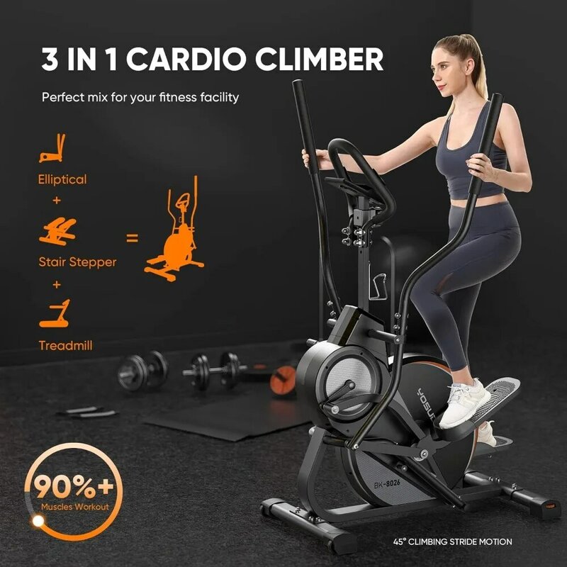 Pro Cardio Climber Stepping Elliptical Machine, 3 in 1 Elliptical, Total Body Fitness Cross Trainer with Hyper-Quiet Magnetic